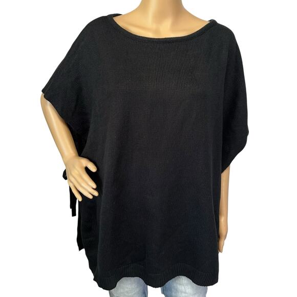 Loft Oversized Side Tie Poncho Sweater Black Pullover Size XS/S - Picture 3 of 10